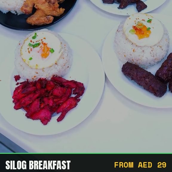 Silog breakfast sets being plated