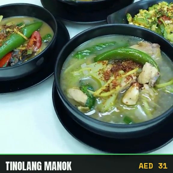 Tinolang manok, chicken in a clear ginger broth with long green chilli